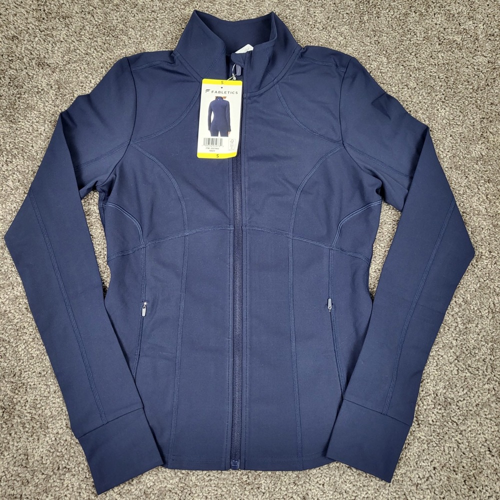 Fabletics Active Jacket Women S Navy NEW Zip Thumbhole JT2500631-4846-35600